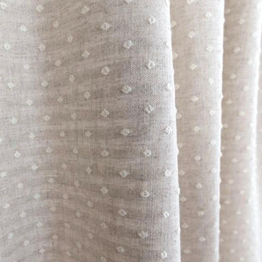 Linen Blend Fabric Embroidered Sandy Beige Textile Upholstery