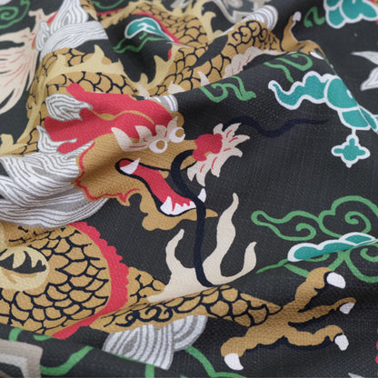 Zyrra Year of the Dragon Chinoiserie Fabric- Vibrant Chinese Dragon Print