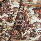 Scenic forest upholstery fabric warm rose tones