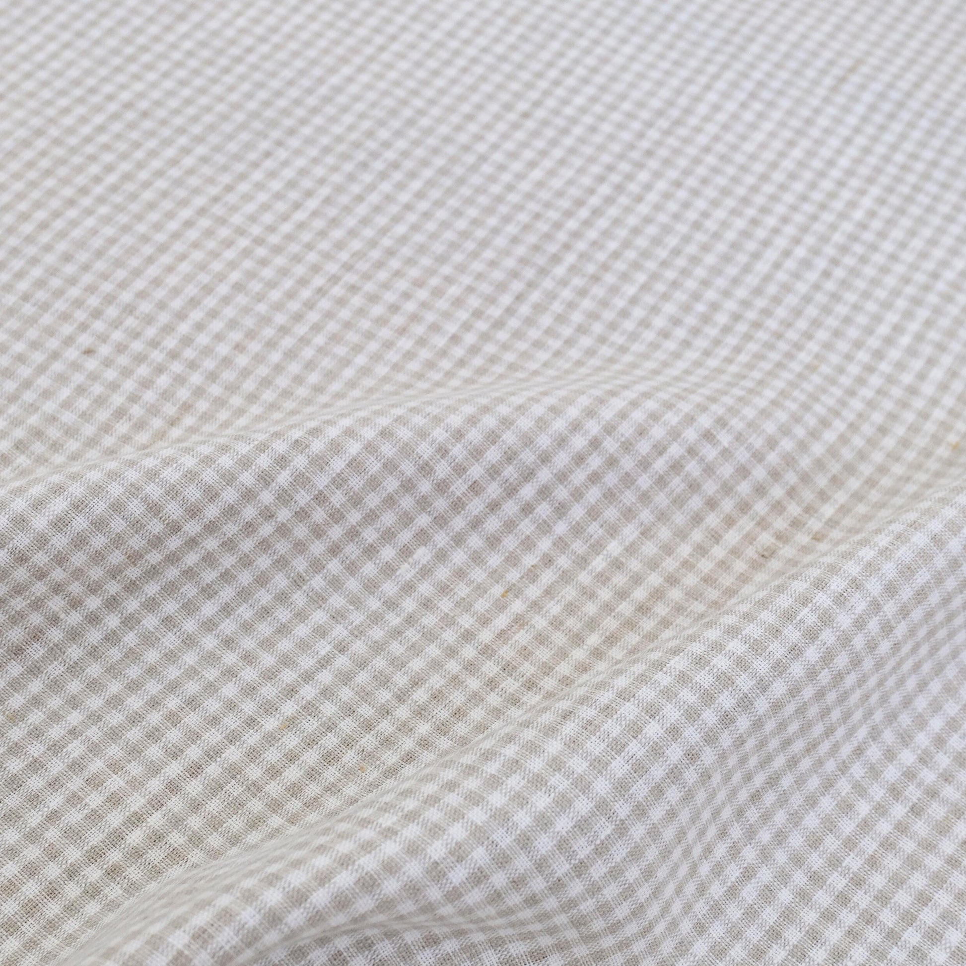Beige and white check fabric for upholstery, sewing, and DIY crafts