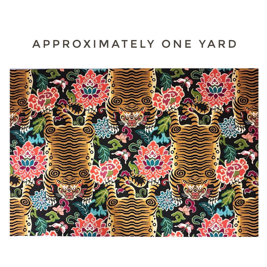 Fabric Panel Colorful Cotton Animal Floral Design Black