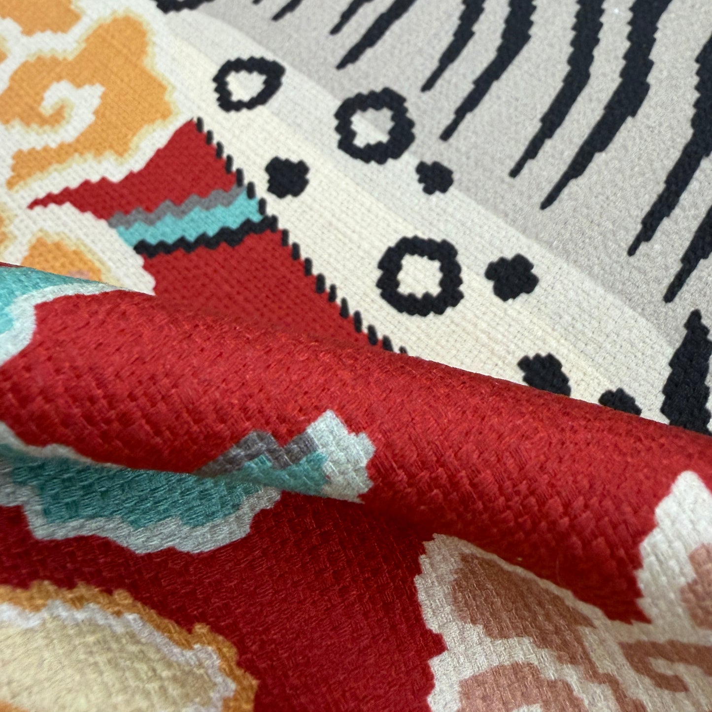 Red Tiger Print Fabric by the Yard