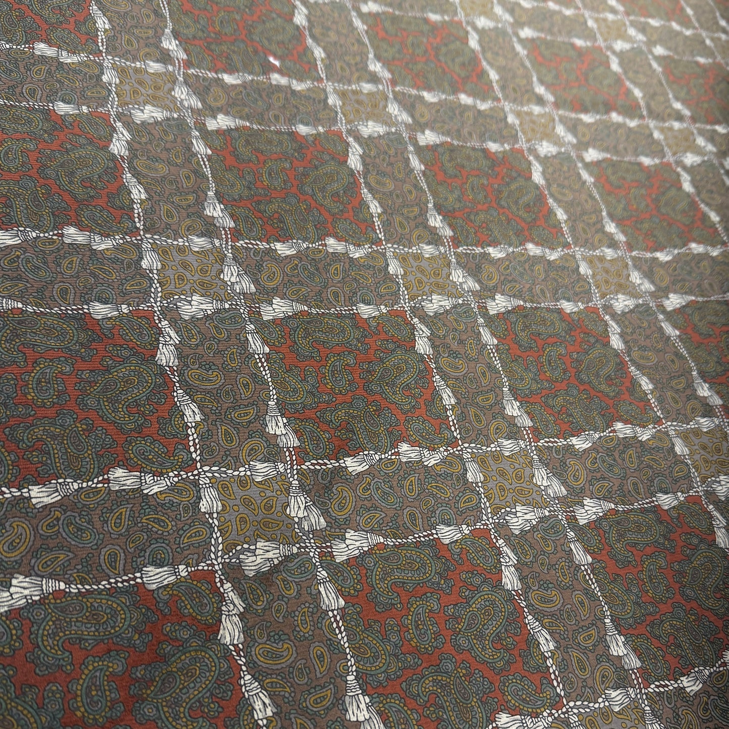 Corduroy Fabric by the Yard – Brown Terracotta Paisley Print Upholstery & Apparel Textile