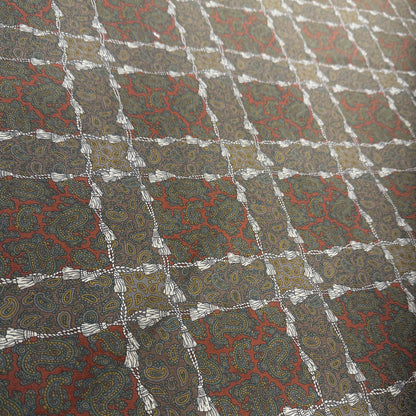 Corduroy Fabric by the Yard – Brown Terracotta Paisley Print Upholstery & Apparel Textile