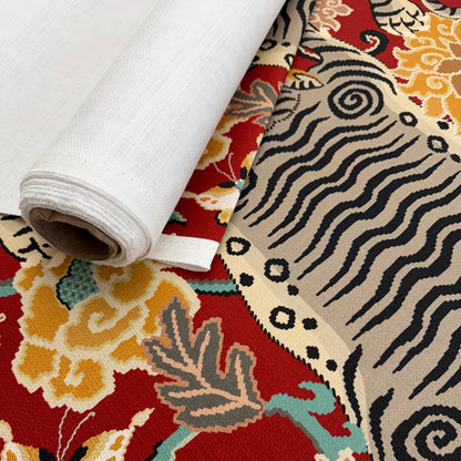 Red Tiger Print Fabric by the Yard