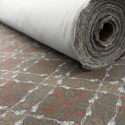 Corduroy Fabric by the Yard – Brown Terracotta Paisley Print Upholstery & Apparel Textile