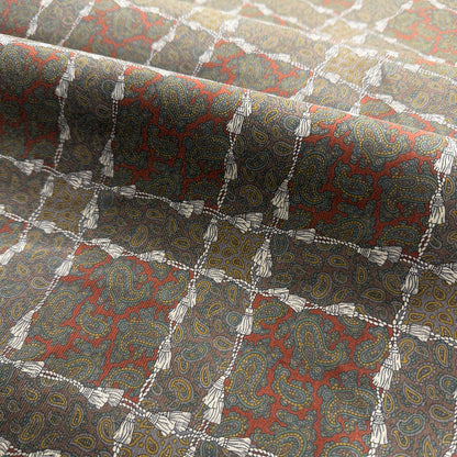 Corduroy Fabric by the Yard – Brown Terracotta Paisley Print Upholstery & Apparel Textile