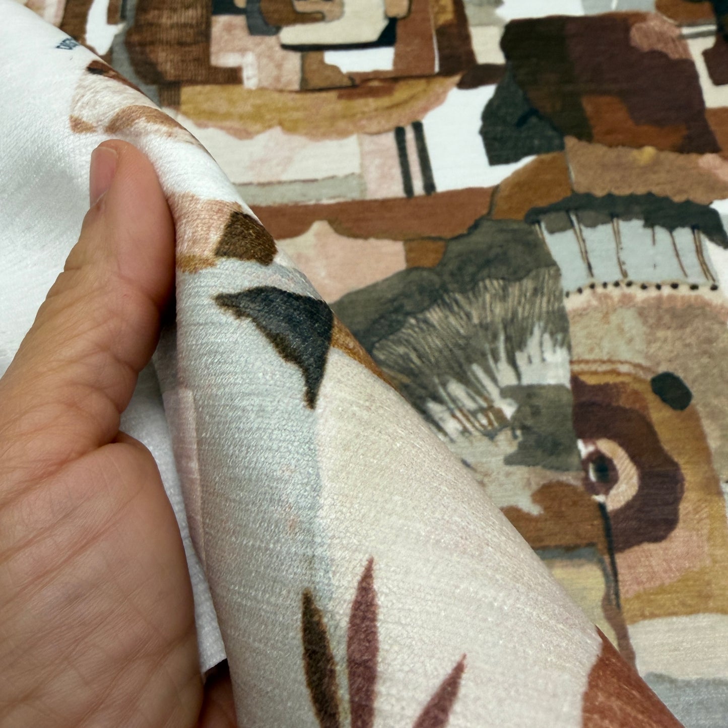 Pink Terracotta Abstract Print Fabric