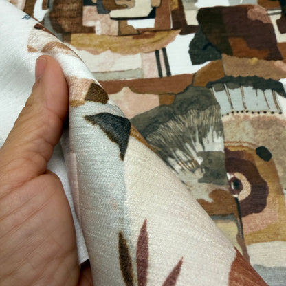 Pink Terracotta Abstract Print Fabric