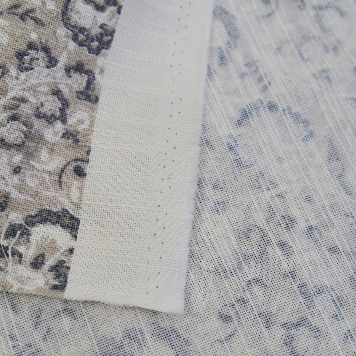 Taupe Gray Botanical Cotton Fabric by the Yard- Floral Drapery & Upholstery Fabric