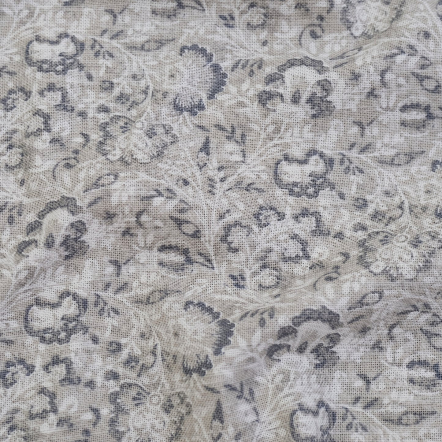 Taupe Gray Botanical Cotton Fabric by the Yard- Floral Drapery & Upholstery Fabric