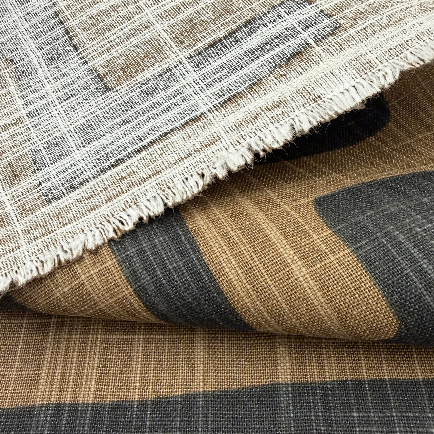 Geometric Fabric Brown Black Abstract Maze Canvas by Yard