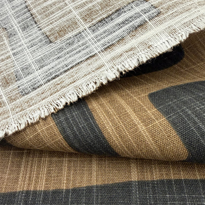 Geometric Fabric Brown Black Abstract Maze Canvas by Yard