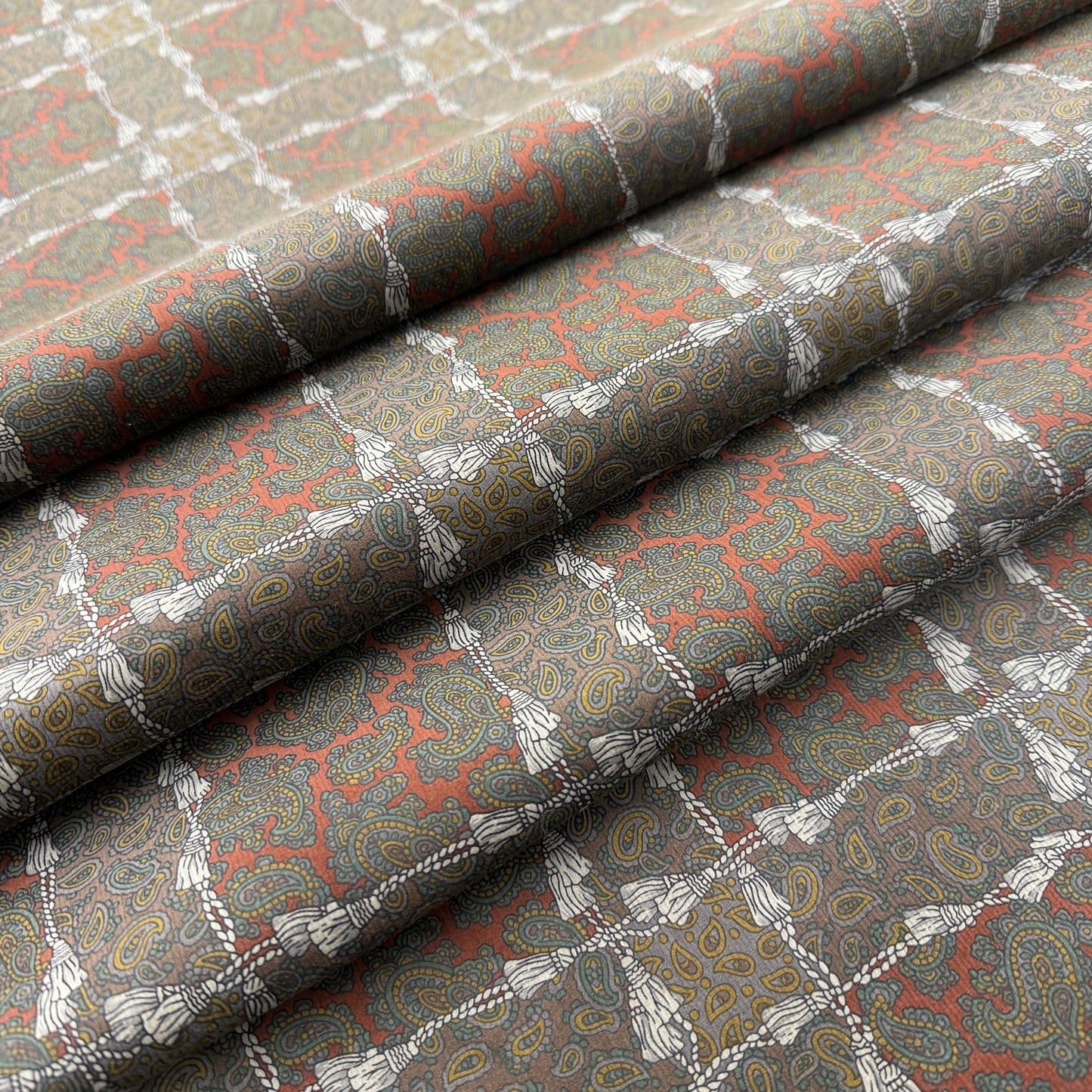 Corduroy Fabric by the Yard – Brown Terracotta Paisley Print Upholstery & Apparel Textile