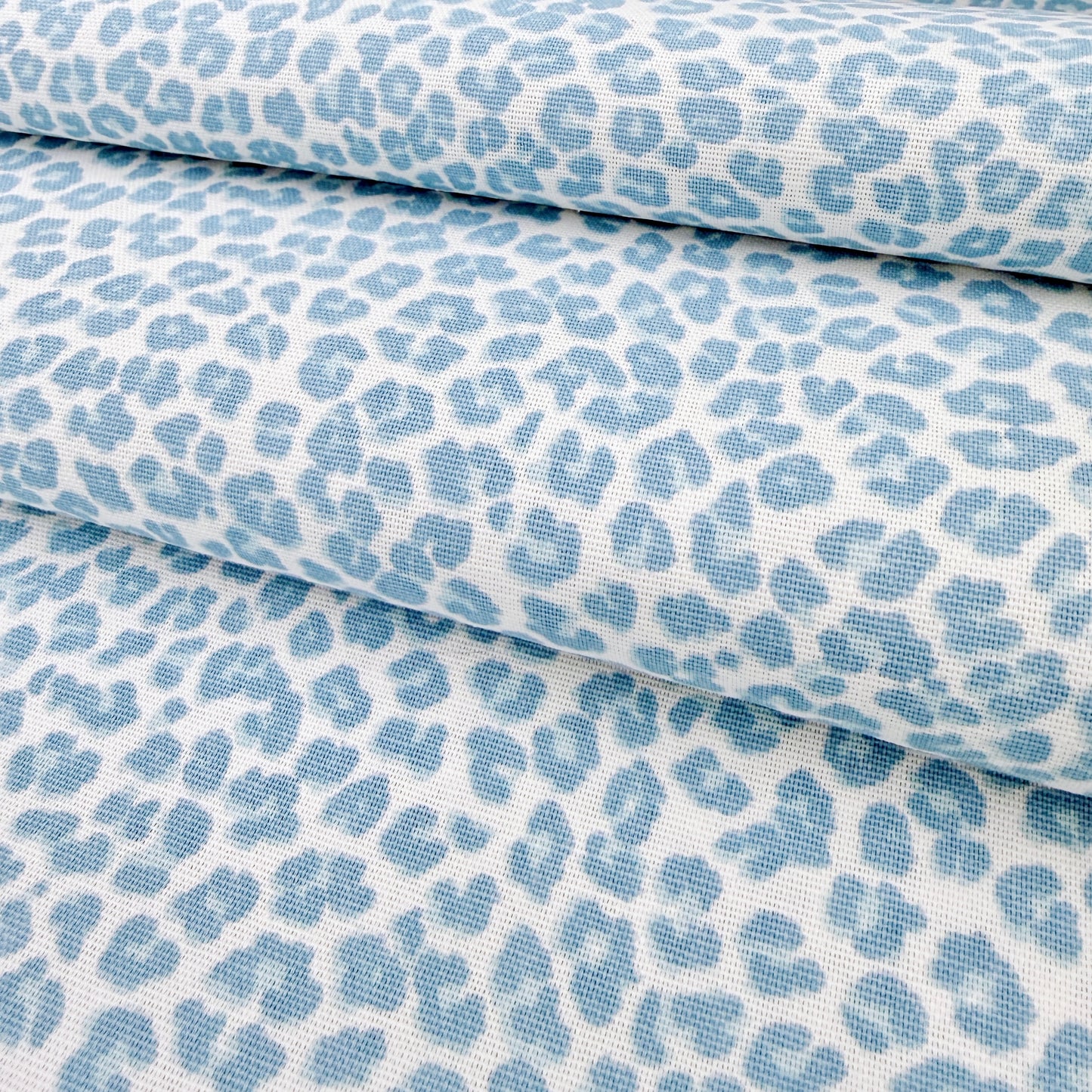 Powder Blue Toile Gingham Stripe and Leopard