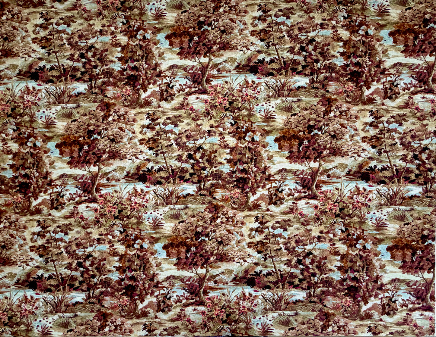 Warm Rose Scenic Forest Fabric by the Yard – Upholstery & Drapery Textile