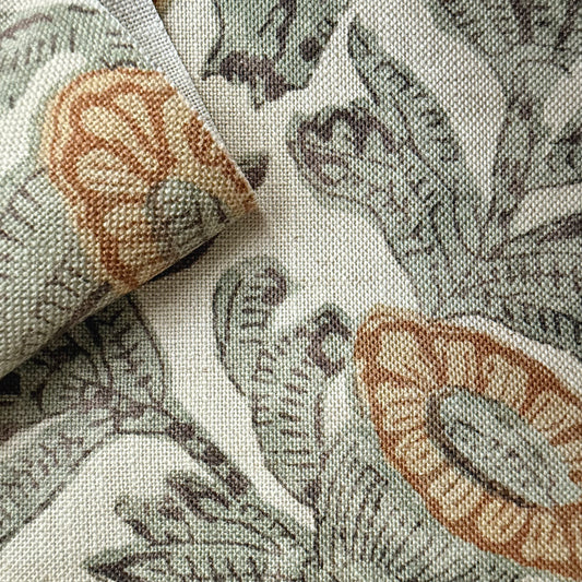 Muted Sage Large Floral Cotton Fabric – Oversized Botanical Print by the Yard