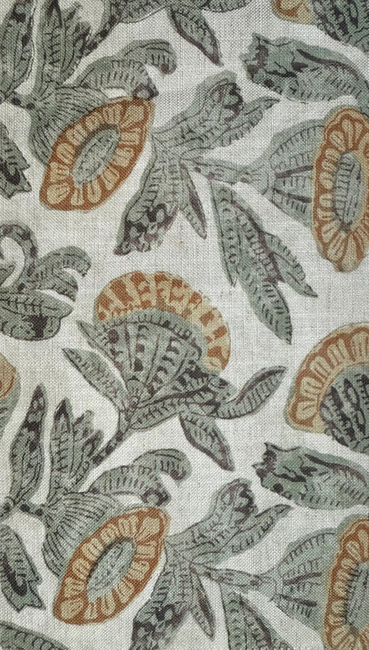 Muted Sage Large Floral Cotton Fabric – Oversized Botanical Print by the Yard
