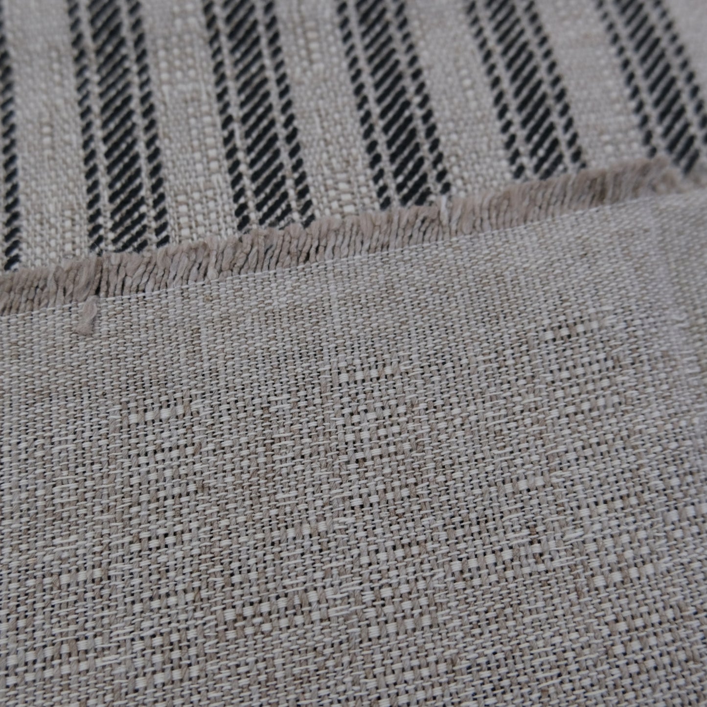 Juno Black Stripe Ticking Fabric- Farmhouse Upholstery & Decor