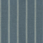 Blue striped denim upholstery fabric with vertical Bengal stripe pattern, woven home decor fabric by the yard