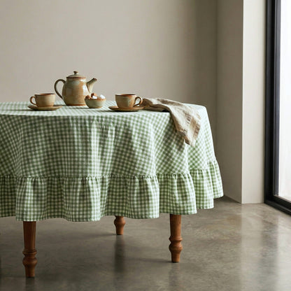 Sage Toile Gingham Cotton Fabric Vintage Cottagecore Decor Textile Kitchen Pillows Drapery Quilting DIY Projects