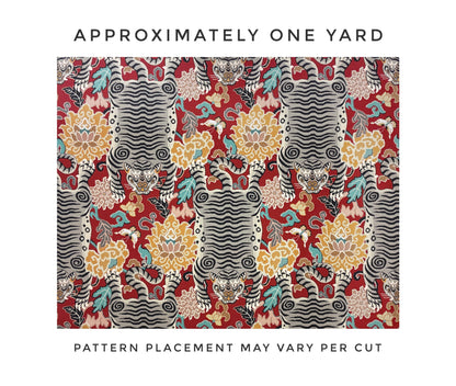 Red Tiger Print Fabric by the Yard