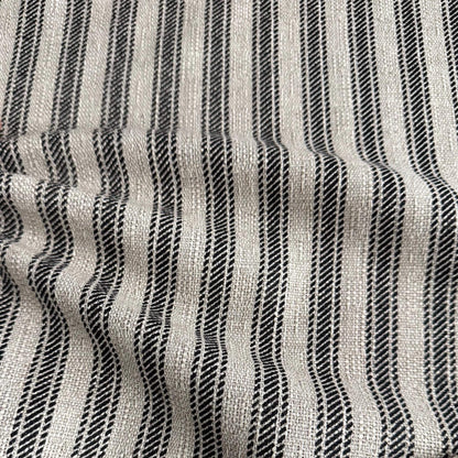 Rustic Black Ticking Stripe Fabric Upholstery Home Decor Pillow Sewing Project Modern Farmhouse Textile Vintage Traditional Look Material