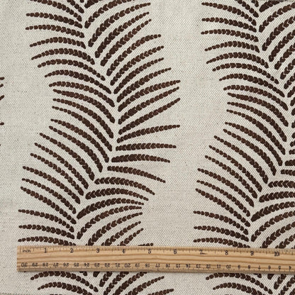 Brown Fern Print Fabric By The Yard Botanical Autumn Leaf Motif