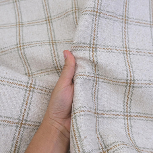 Windowpane Fabric by the Yard Beige