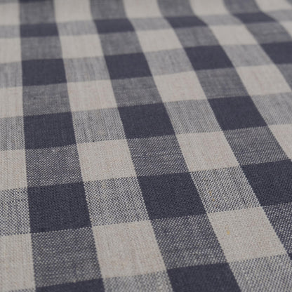 Gray Checkered Linen Fabric by the Yard