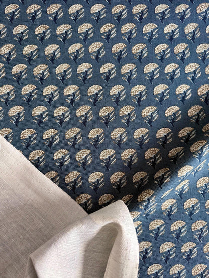 Small Blue Floral Cotton Fabric – Ditsy Print Fabric by the Yard