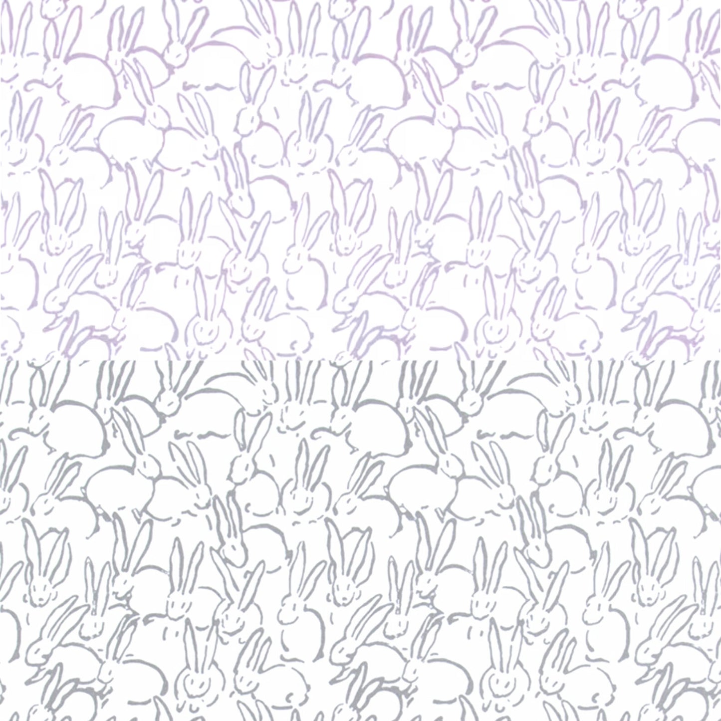 a repeating pattern of stylized rabbits in shades of purple and white.