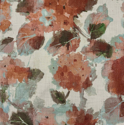 Coral Watercolor Floral Print by the Yard
