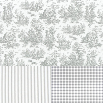 Gray Toile Gingham Fabric Neutral Cotton Material Nursery Decor Quilting Curtains Pillows Vintage Cottagecore Sewing Projects