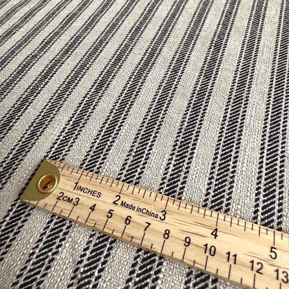 Juno Black Stripe Ticking Fabric- Farmhouse Upholstery & Decor