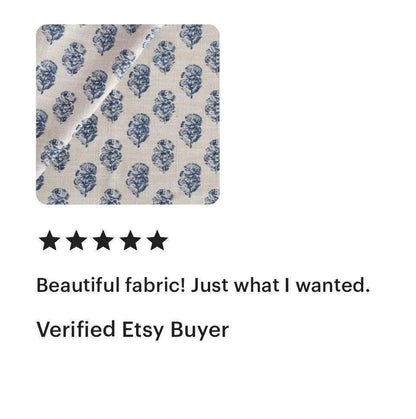 Indigo Sand Block Floral Print Upholstery Fabric by the Yard – Artisan Vintage Floral Cotton