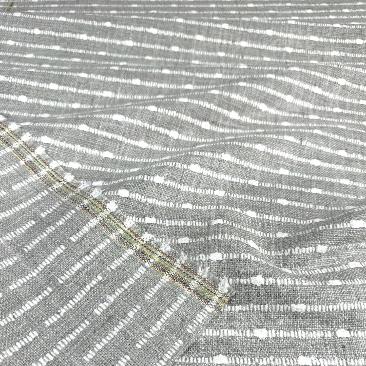 Grey Slubby Hobnail Stripe Weave Pattern Modern