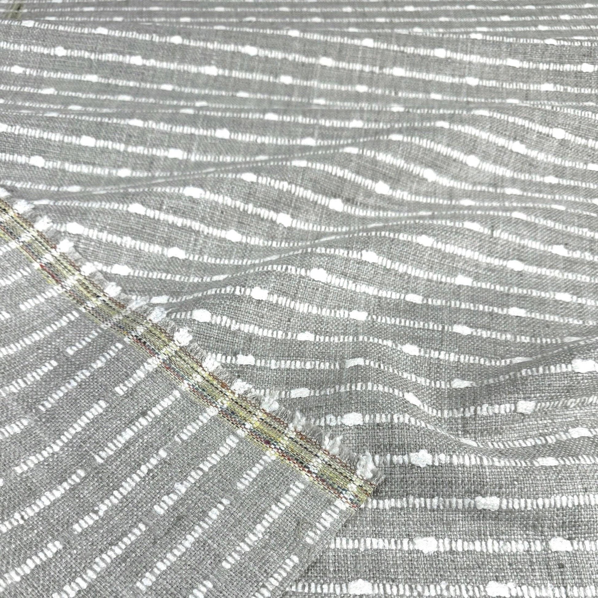 Grey Slubby Hobnail Stripe Weave Pattern Modern