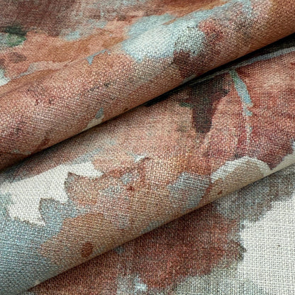 Coral Watercolor Floral Print by the Yard