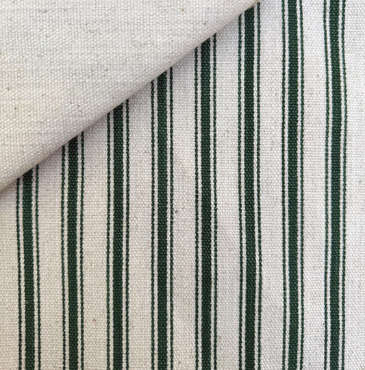 Pine Green Ticking Stripe Fabric