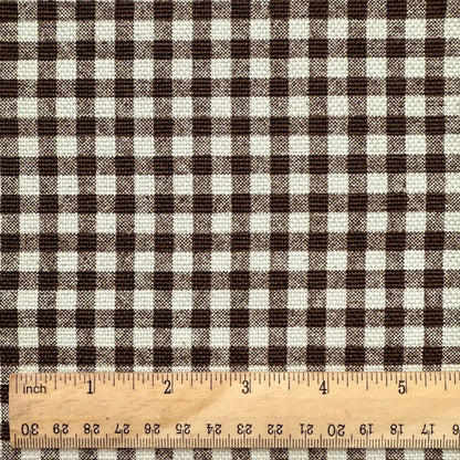 Rustic Brown Gingham Cotton Fabric Checkered Material by the Yard Upholstery Drapery Pillows Curtains Home Decor Sewing Projects