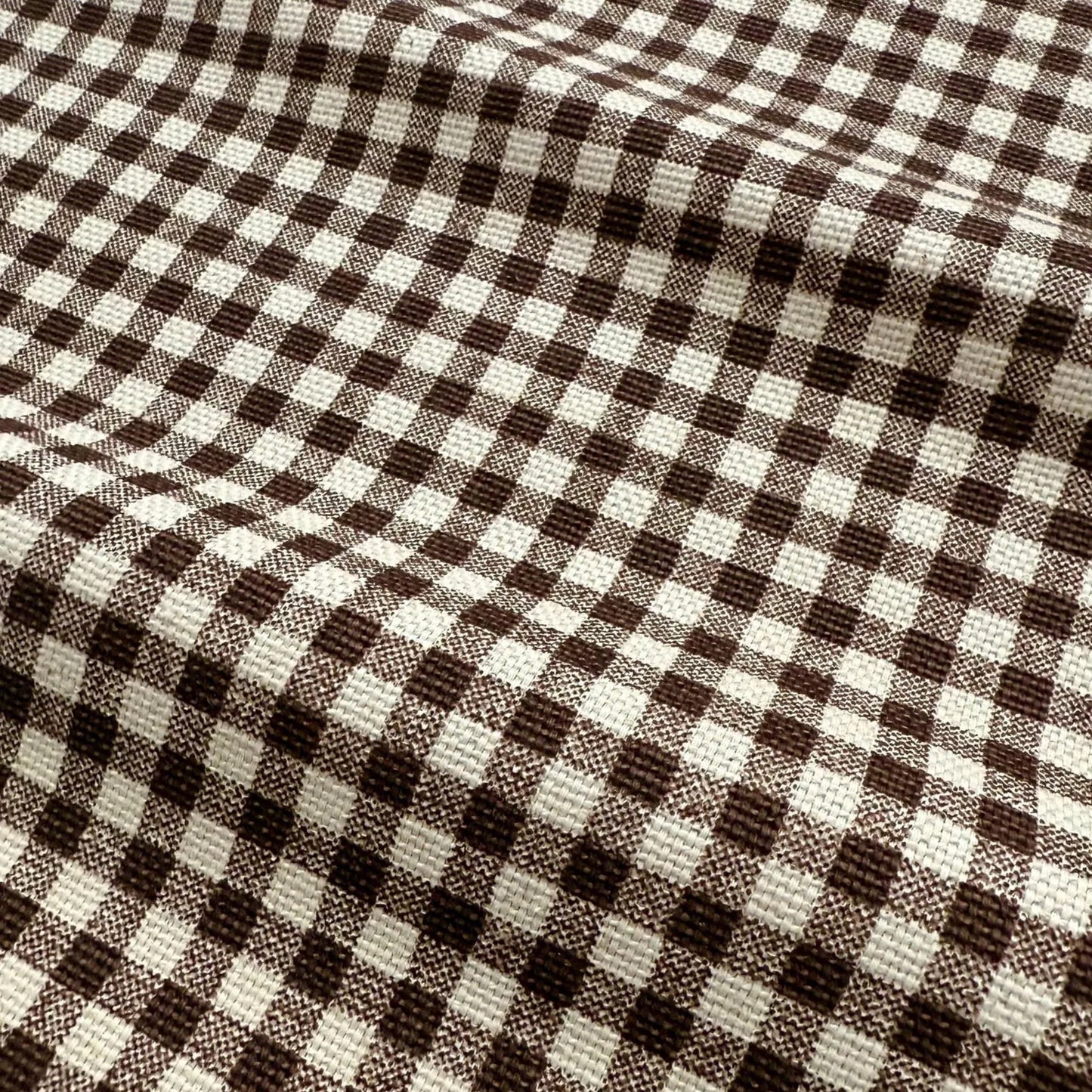 Rustic Brown Gingham Cotton Fabric – Checkered Fabric by the Yard
