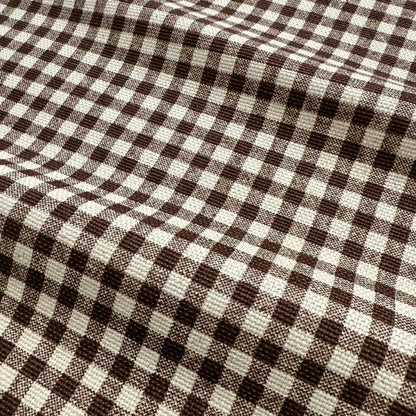 Rustic Brown Gingham Cotton Fabric Checkered Material by the Yard Upholstery Drapery Pillows Curtains Home Decor Sewing Projects