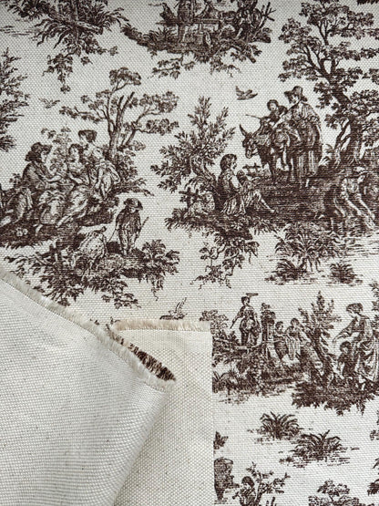 Brown Toile Cotton Fabric French Country Look