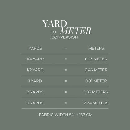 Fabric by the yard measurement example showing 54 inch width cotton upholstery fabric sizing