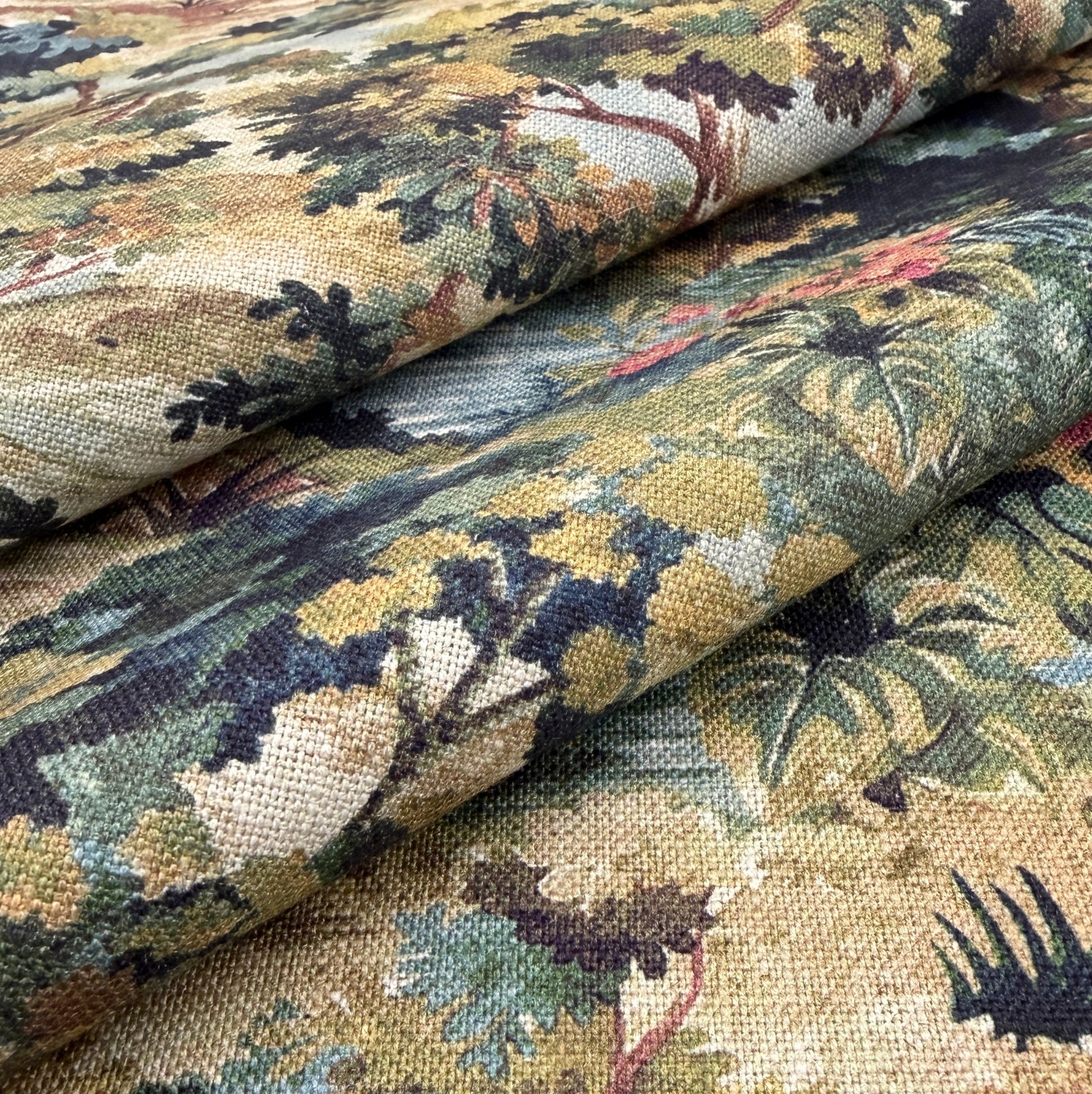 Blue green decorative fabric close up texture
