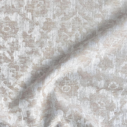 Lunara Oat Beige Woven Floral Damask Fabric- Luxury Upholstery & Table Linen