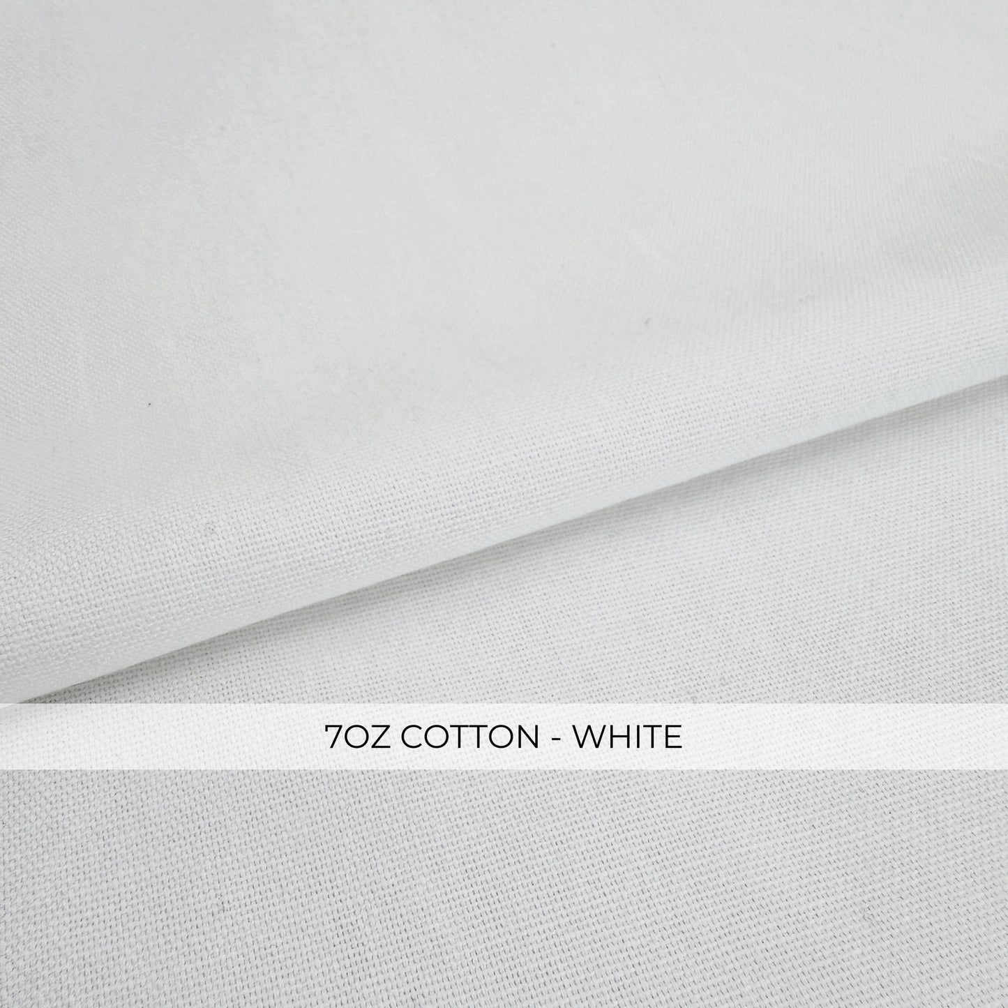 The image is a close-up of a white fabric, possibly cotton, with a label indicating the weight and color.