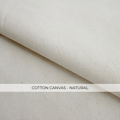 a close-up view of a piece of white cotton canvas fabric.