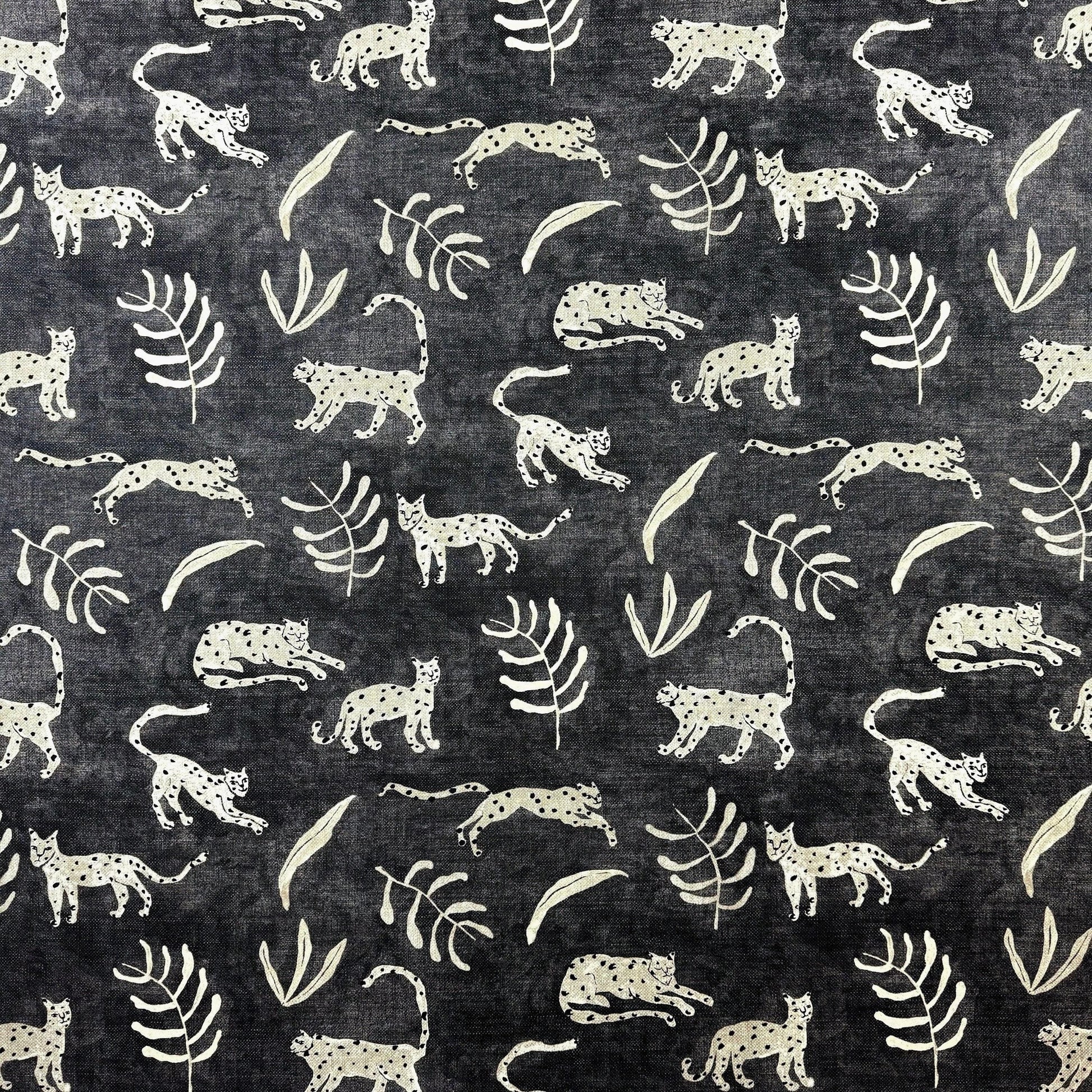 Wild Cat Fabric Neutral Safari Animal Print Pattern textile by yard